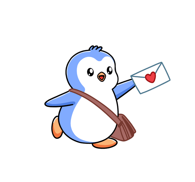 Penguin delivering a package
